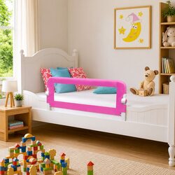 Toddler Safety Bed Rail 102 x 42 cm Pink Foldable Kids Guard Protection
