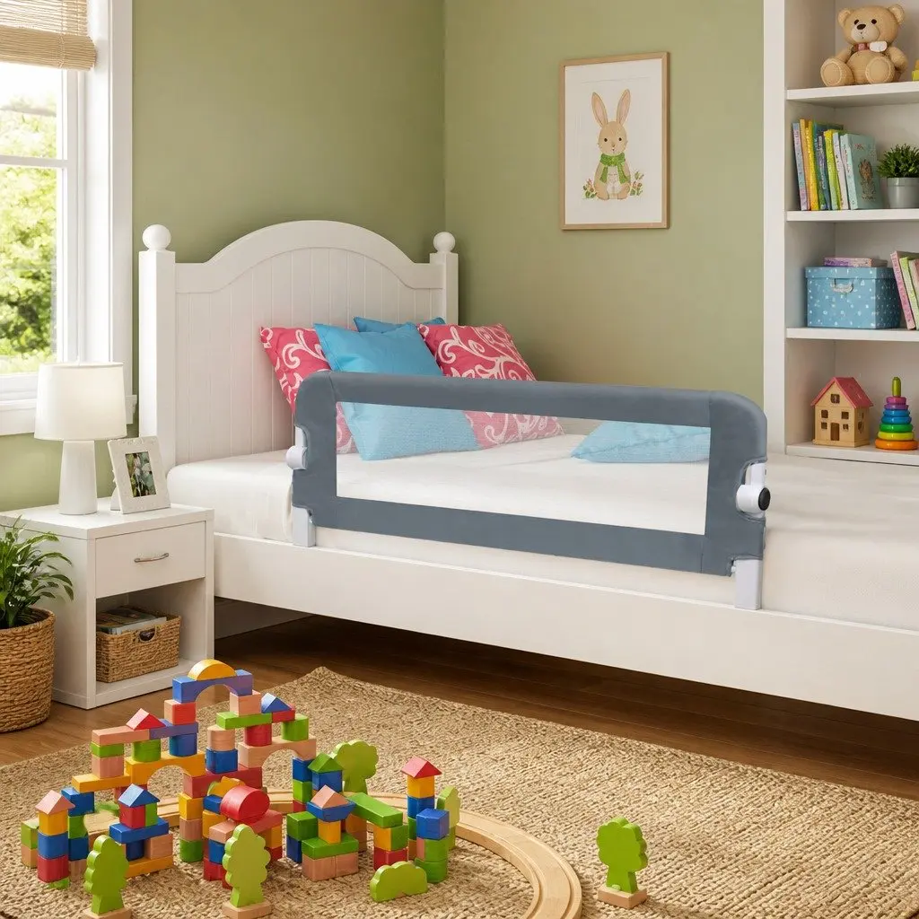 Toddler Safety Bed Rail Grey 102x42cm Foldable Protective Guard