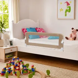 Reassuring Toddler Bed Rail in Taupe for Safe Sleep