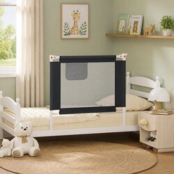 Warm Grey Toddler Bed Rail 90x25 cm - Safe & Reliable