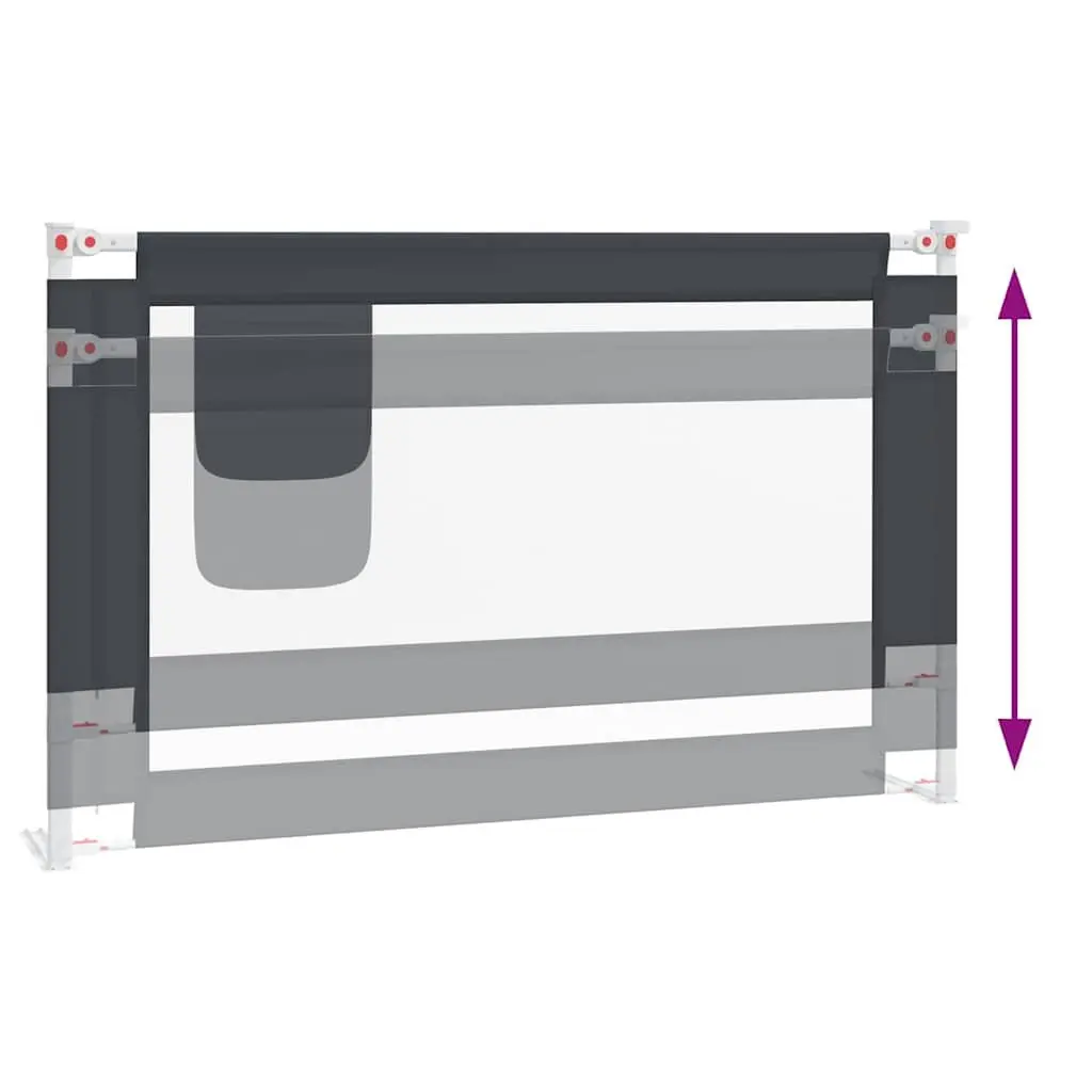Safety Bed Rail Adjustable Height 120x25cm Grey Metal Fabric Guard