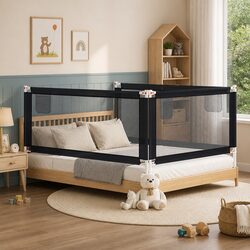 Toddler Safety Bed Rail Dark Grey 190x25 cm Fabric Adjustable Height Protection