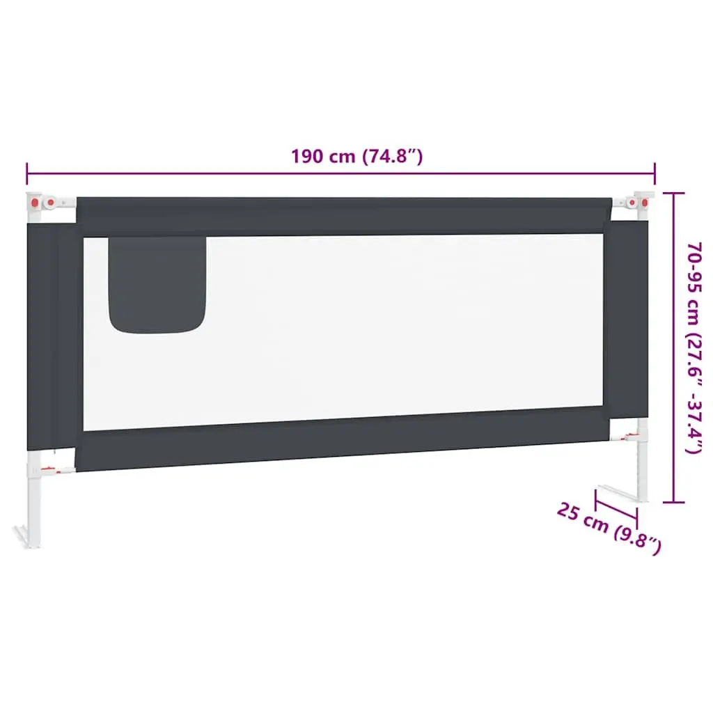 Toddler Bed Rail Safety Adjustable Height Dark Grey 190x25 cm
