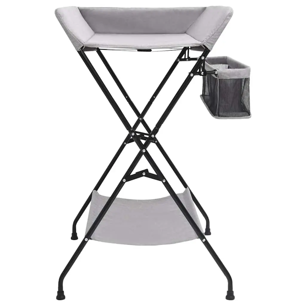 Changing Table Light Grey Foldable Diaper Tray Storage Compartments