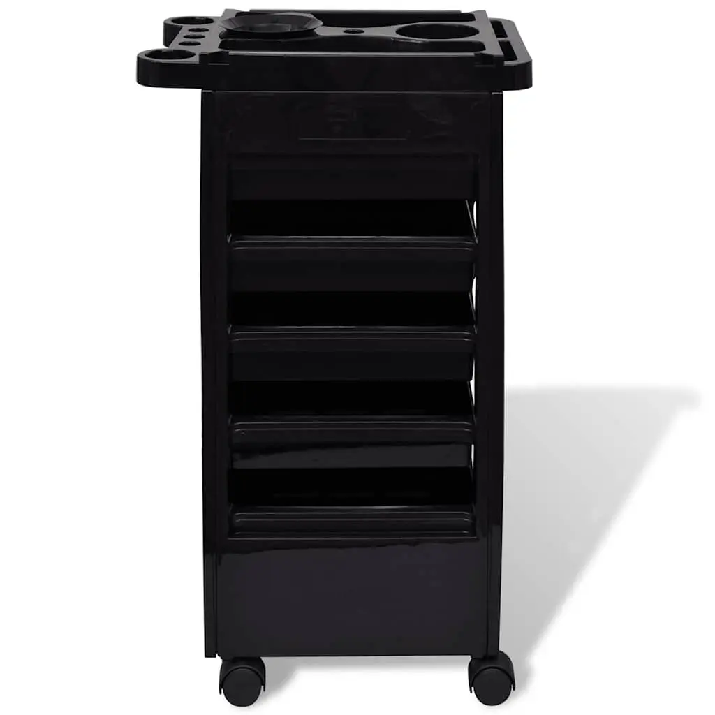 Hair Salon Trolley Organizer Beauty Storage Cart Black Five Drawers