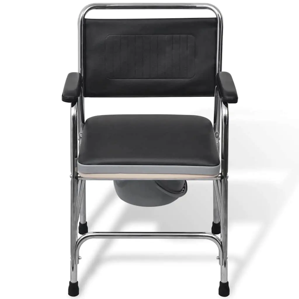 Commode Chair Steel Black Bedside Toilet Seat Armrests Mobility Furniture