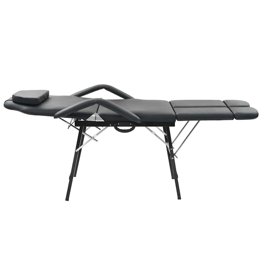 Portable Facial Treatment Chair Massage Bed 185 x 78 x 76 cm Black Faux Leather
