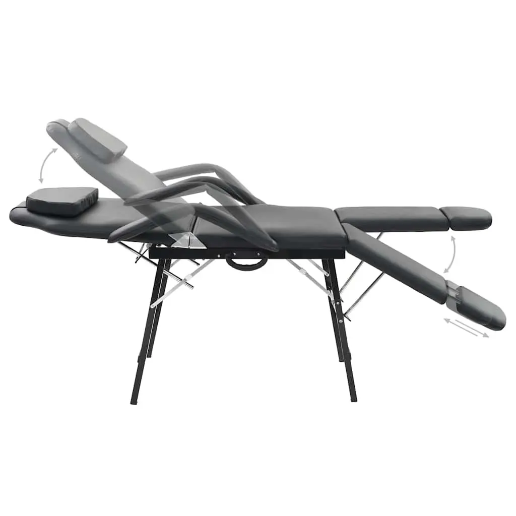 Portable Facial Treatment Chair Massage Bed 185 x 78 x 76 cm Black Faux Leather