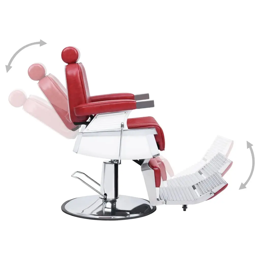 Barber Chair Hairdressing Reclining Seat Adjustable Headrest Red