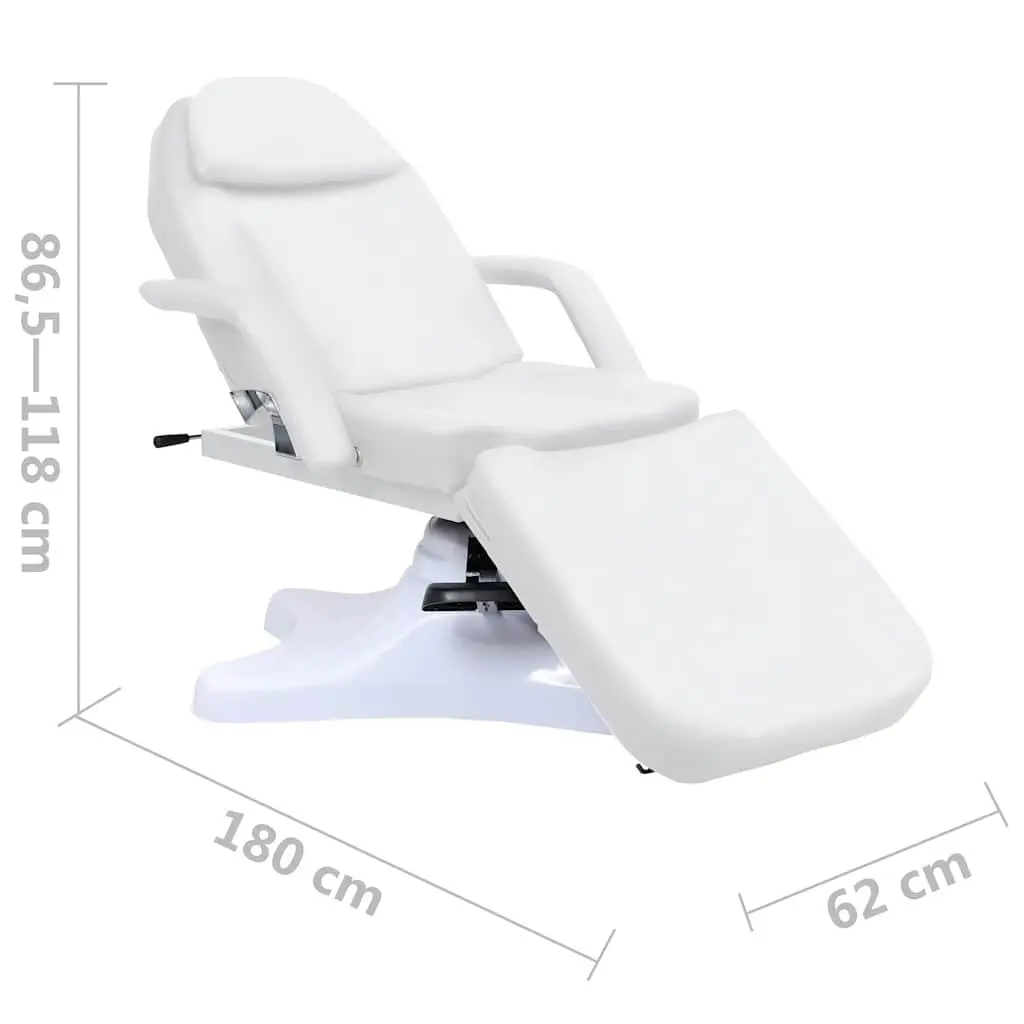 Adjustable Height Massage Table 180x62cm White for Beauty Treatment Facial Salon