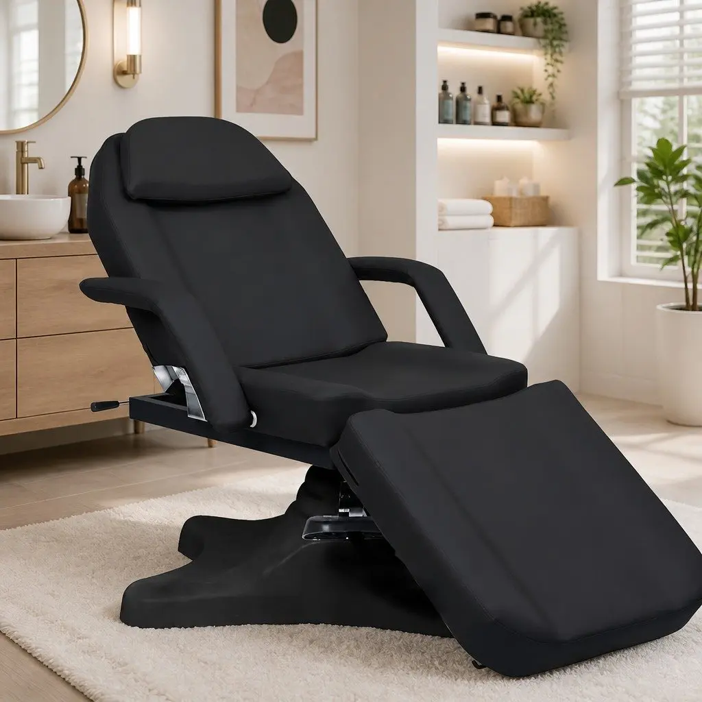 Massage Table Adjustable Facial Treatment Bed 180cm Black