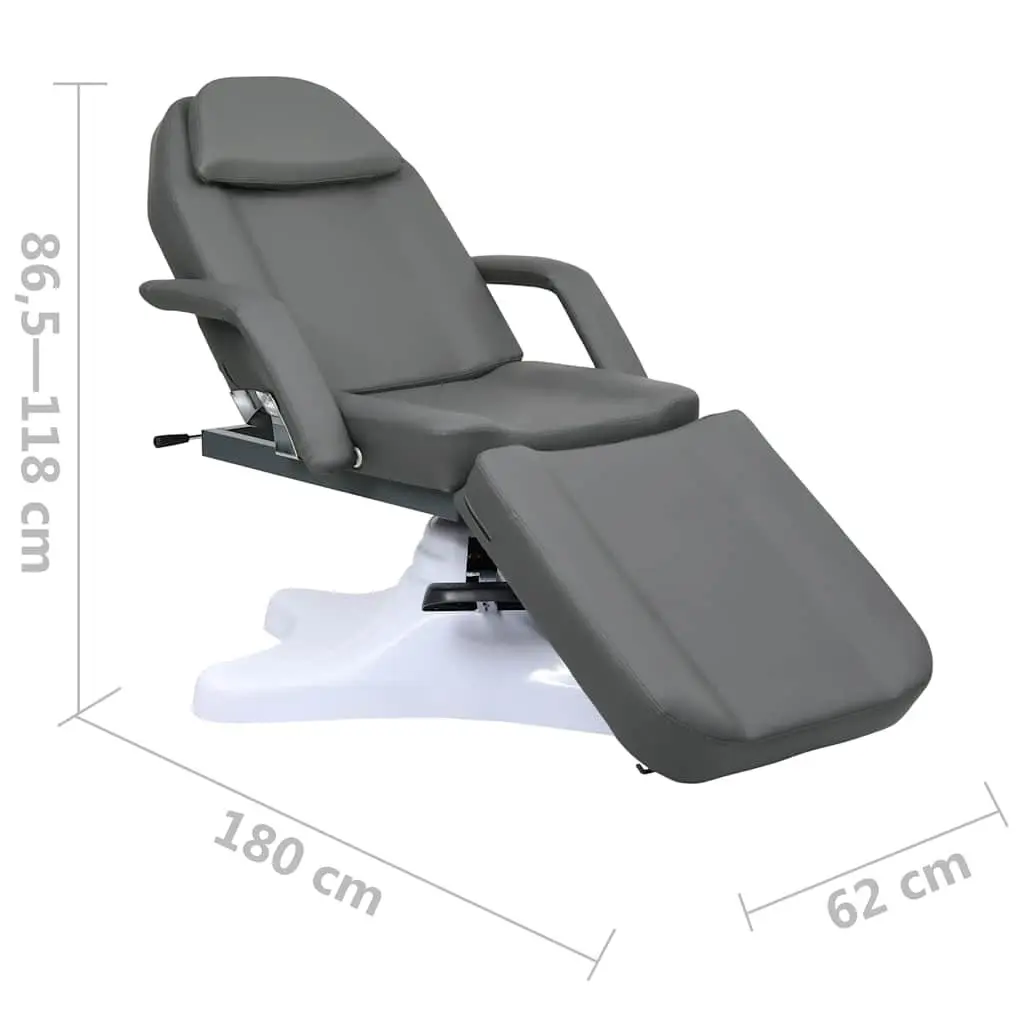 Adjustable Massage Table for Beauty Salon with Rotating Backrest and Footrest Grey 180x62x86.5 to 118 cm