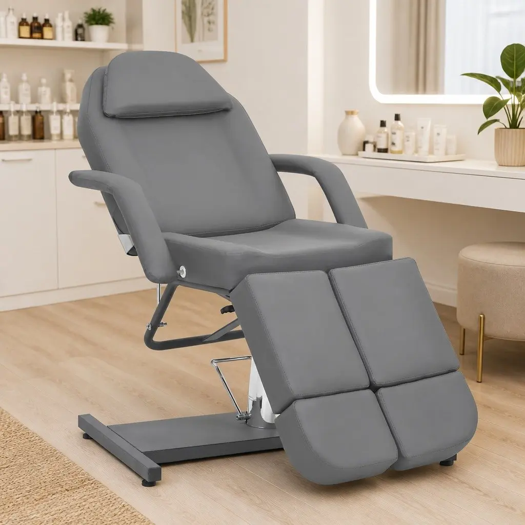 Beauty Treatment Chair Pedicure Massage Tattoo Spa Bed Grey Faux Leather