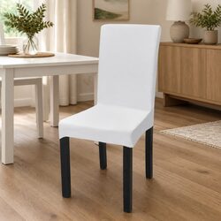 Versatile White Stretchable Chair Covers Set of 6