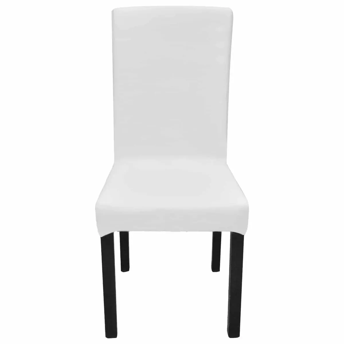 Chair Covers Stretchable White Straight Slipcovers 6 Piece