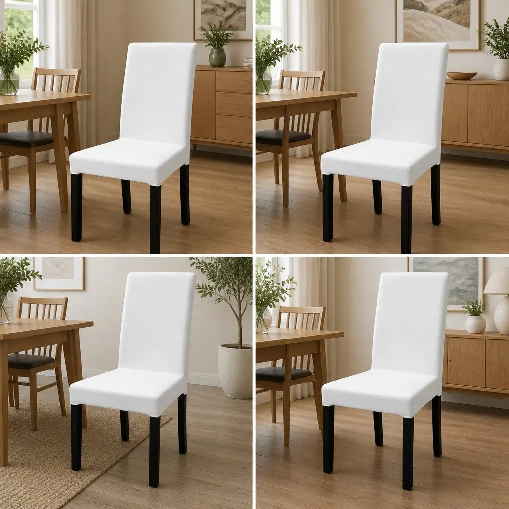 Slipcover Chair Cover Stretch Fabric White 4 Piece Set Protection