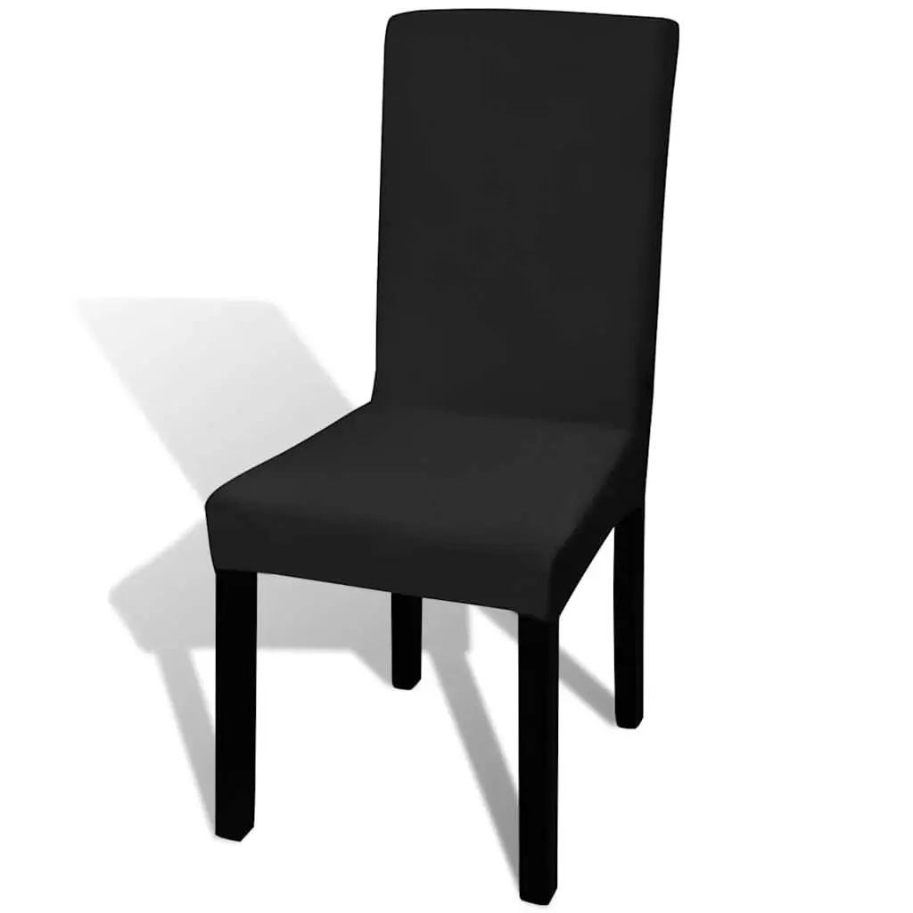 Stretchable Chair Cover Soft Wrinkle Resistant Black 4 Piece
