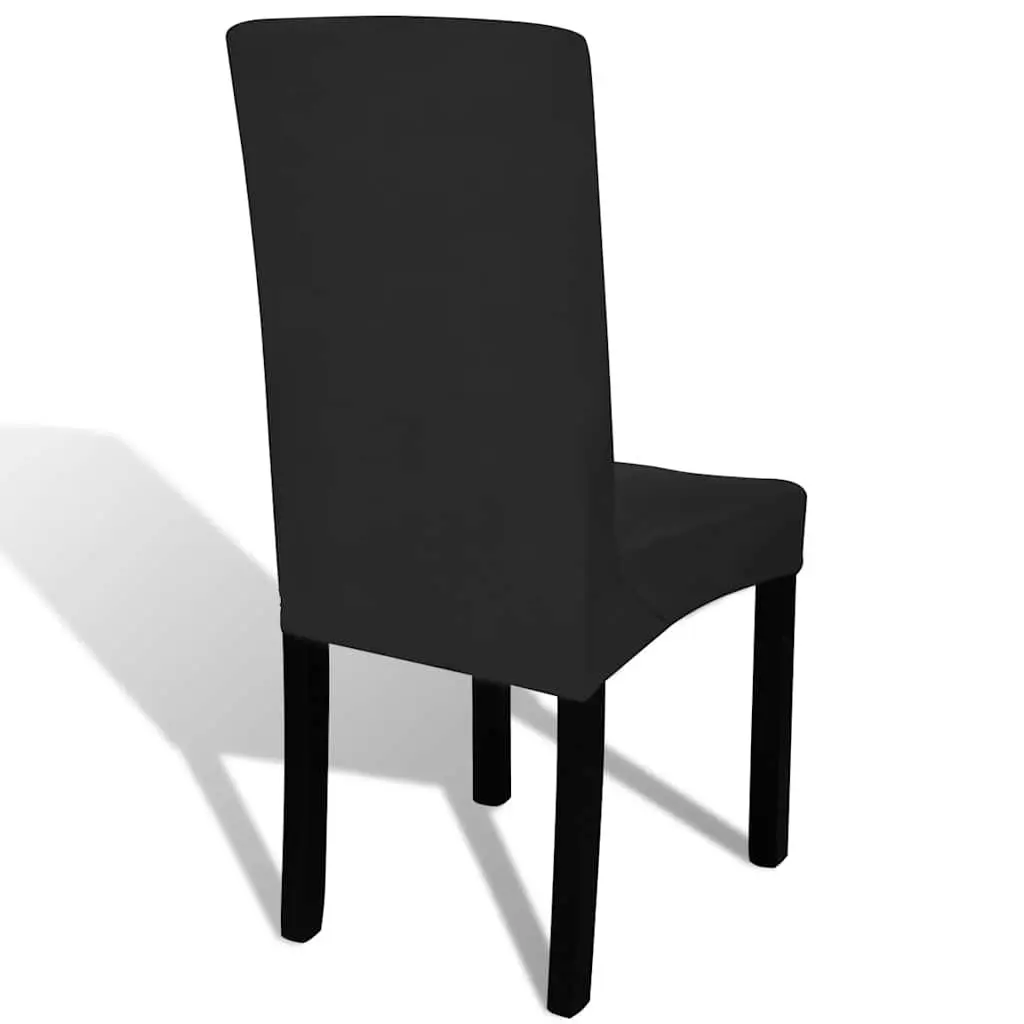 Stretchable Chair Cover Soft Wrinkle Resistant Black 4 Piece