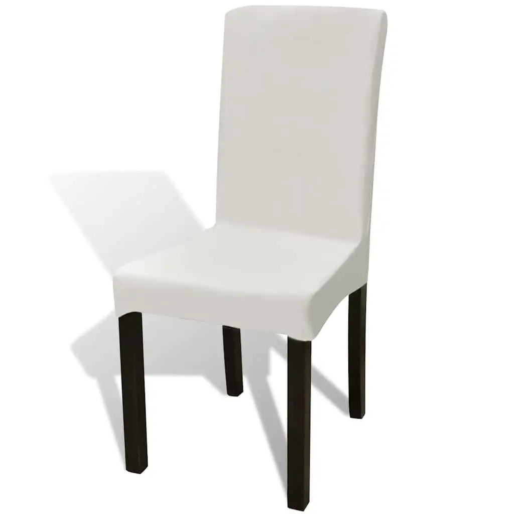 Stretchable Chair Cover Set 4 Pieces Soft Wrinkle Resistant Fabric Cream