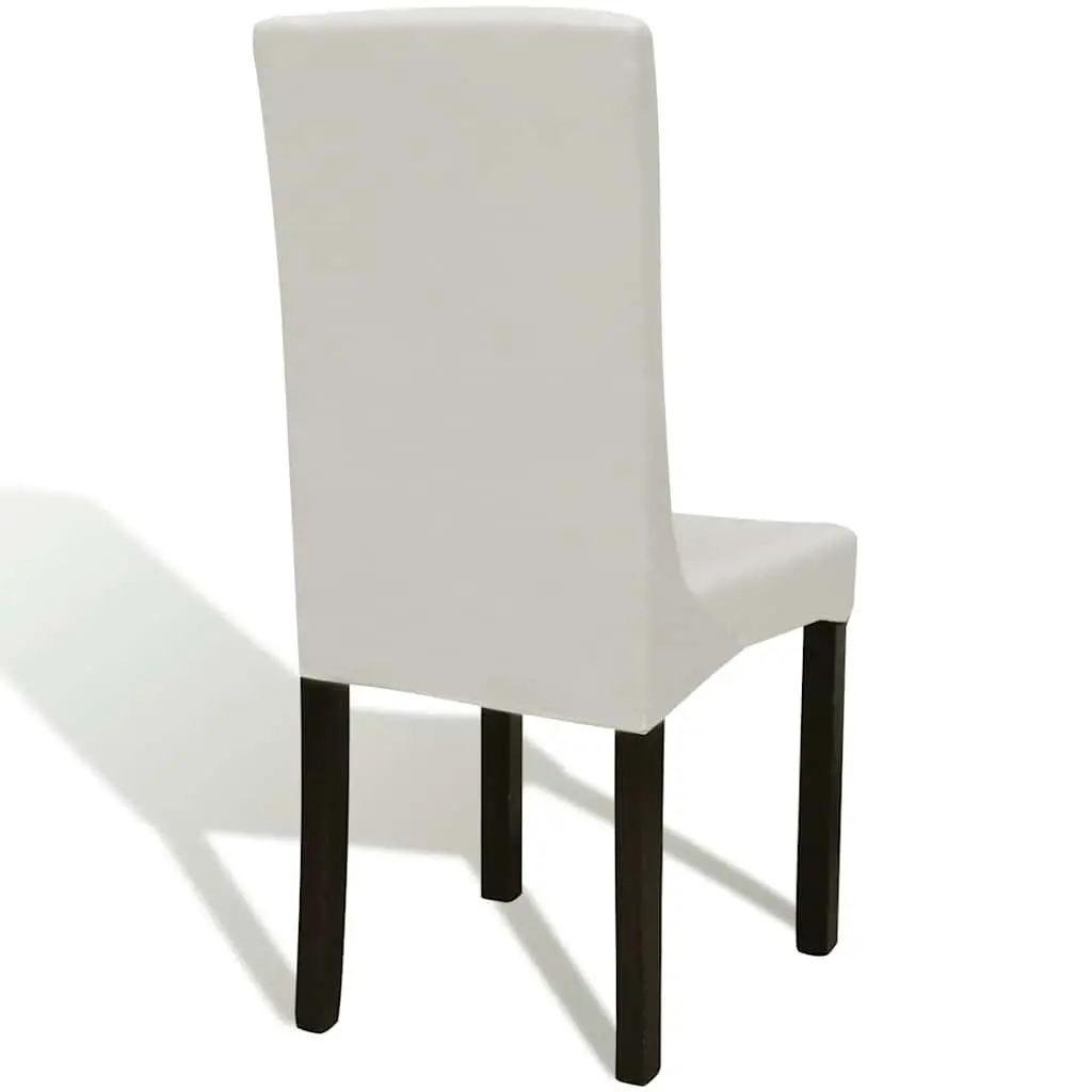 Stretchable Chair Cover Set 4 Pieces Soft Wrinkle Resistant Fabric Cream