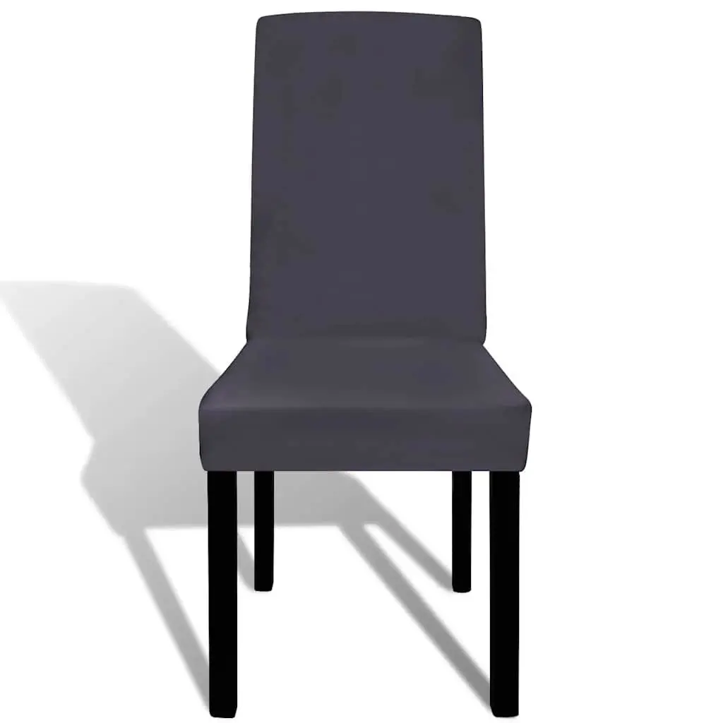 Stretchable Chair Covers Set Soft 6 Pieces Anthracite Wrinkle Resistant