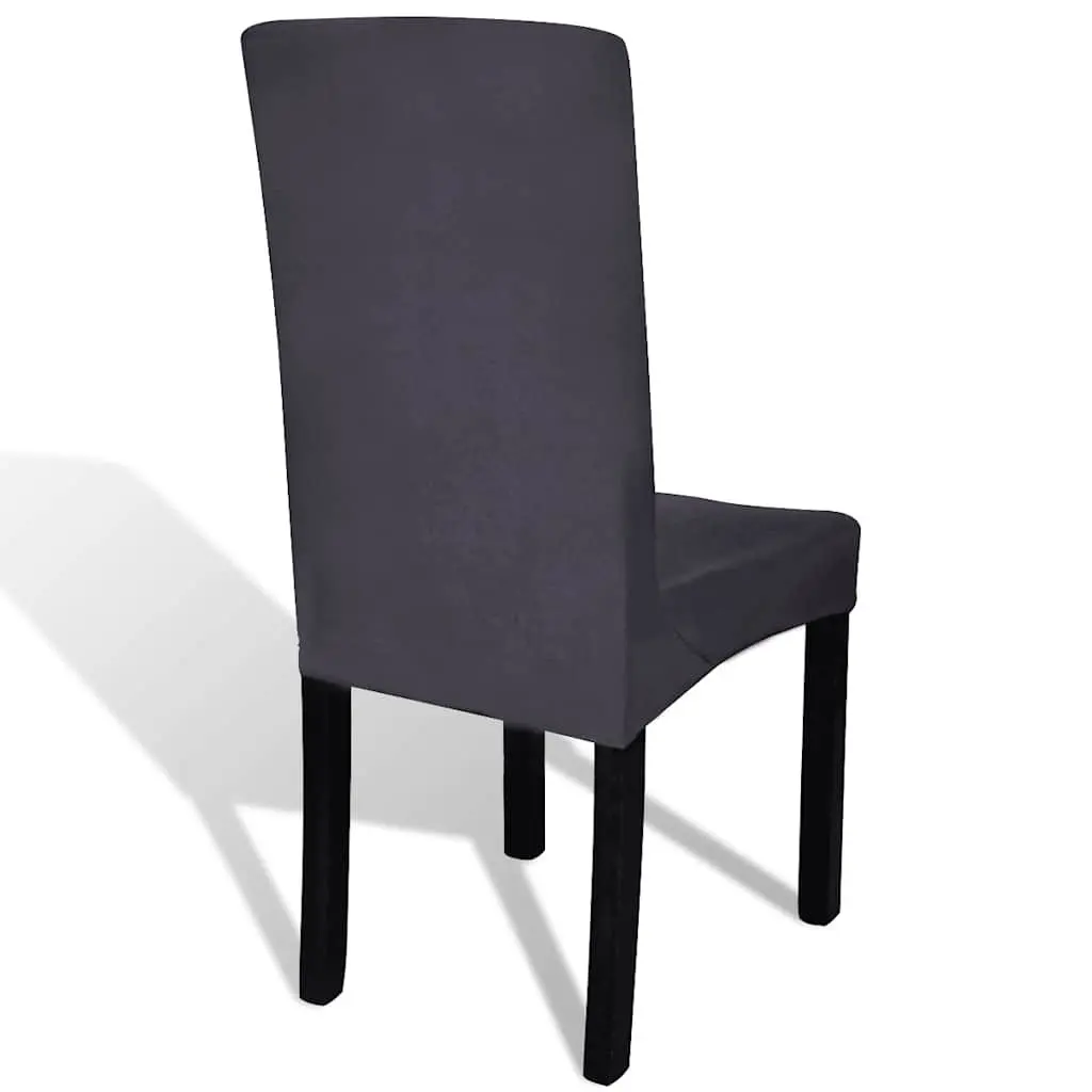 Stretchable Chair Covers Set Soft 6 Pieces Anthracite Wrinkle Resistant