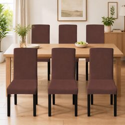 Reliable Brown Stretchable Chair Covers - 6 Pack for Great Value