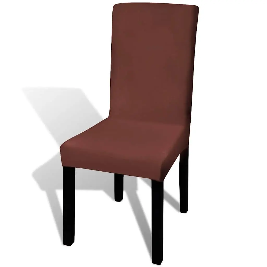 Chair Cover Stretchable Soft Wrinkle Resistant Brown 6 Pieces