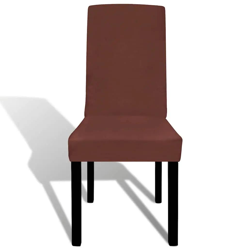 Chair Cover Stretchable Soft Wrinkle Resistant Brown 6 Pieces