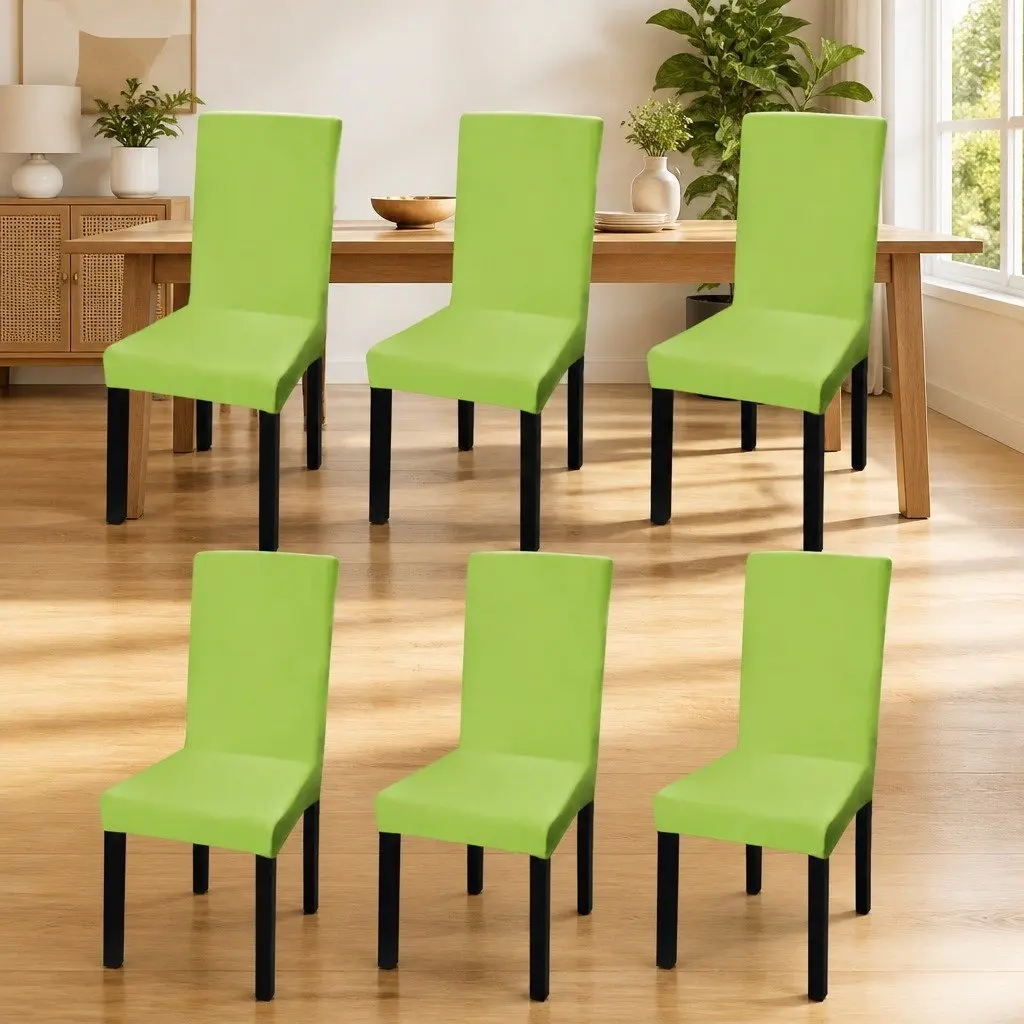 Stretchable Chair Cover Soft Wrinkle Resistant 6 Pieces Green