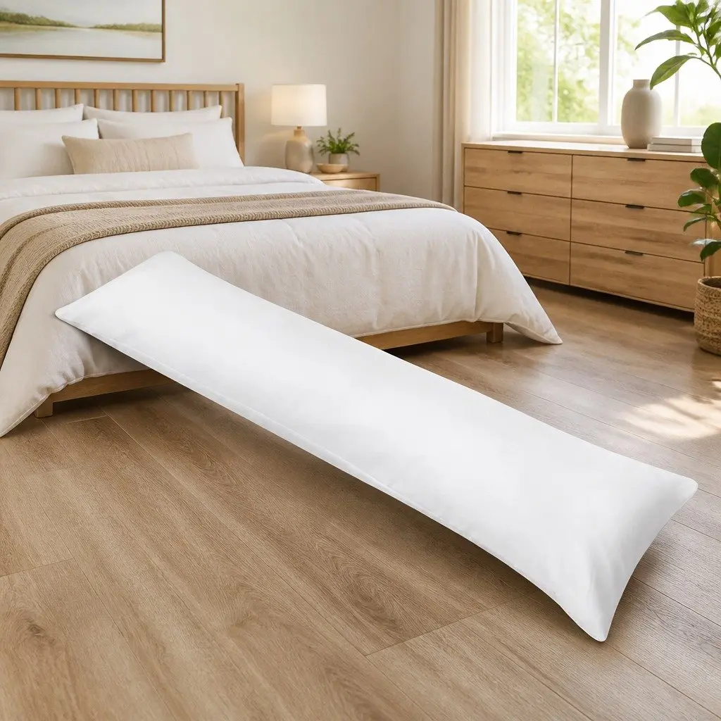 Body Pillow Support for Side Sleepers 40x145cm White Microfibre Cover