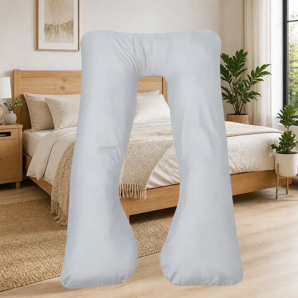 U-Shaped Pregnancy Pillow Body Support Cushion 90x145 cm Grey
