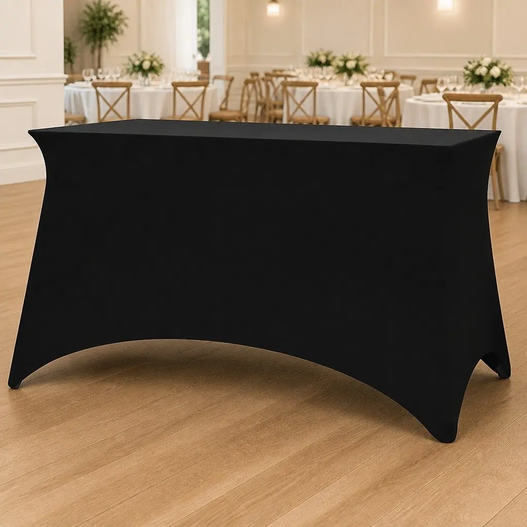 Stretch Table Slipcovers 2 Pieces Rectangular 120x60.5x74cm Black