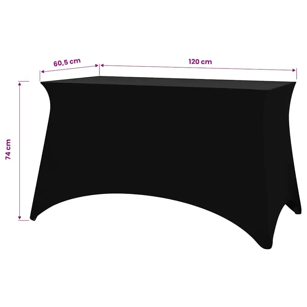 Stretch Table Slipcovers 2 Pieces Rectangular 120x60.5x74cm Black
