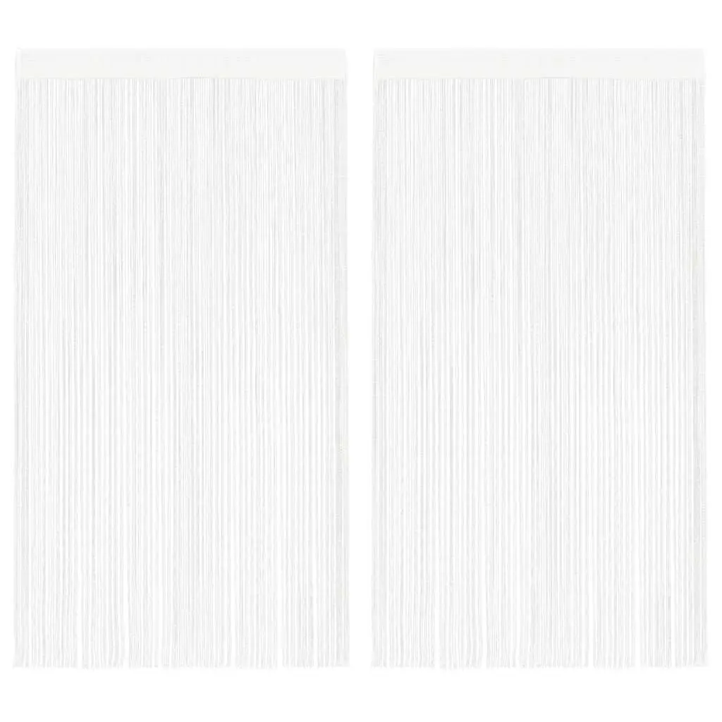 String Curtains Door Window Panel Room Divider 140x250 cm White 2 pcs