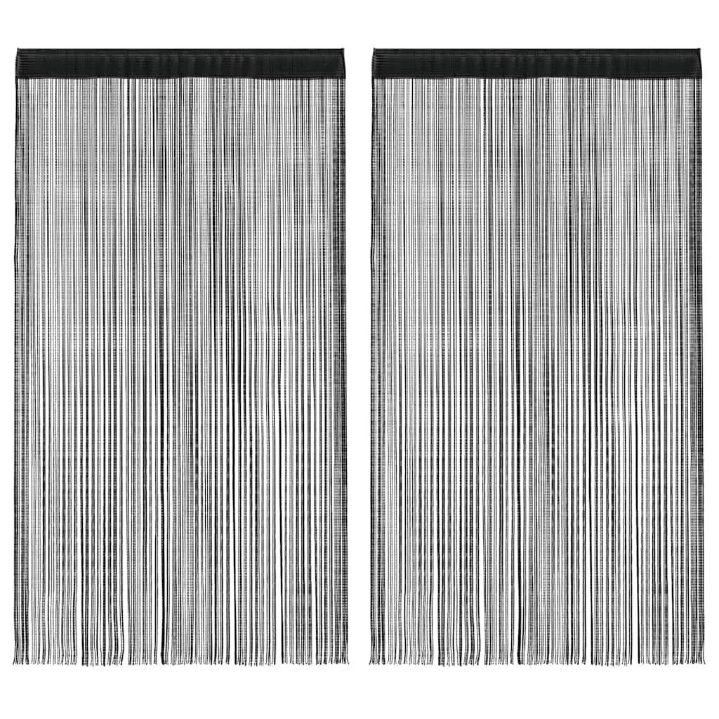 String Curtains Room Divider 100x250 cm Black 2 Piece