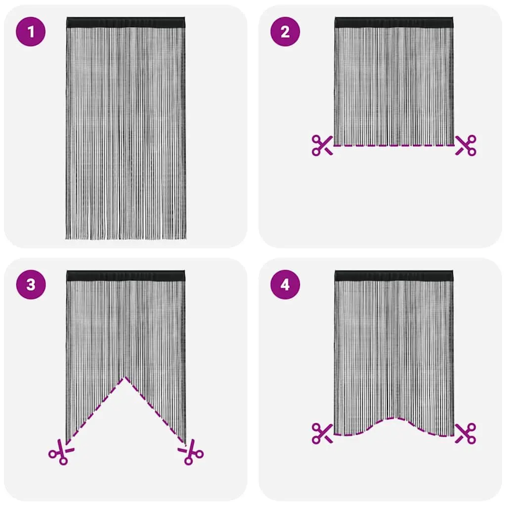 String Curtains Room Divider 100x250 cm Black 2 Piece