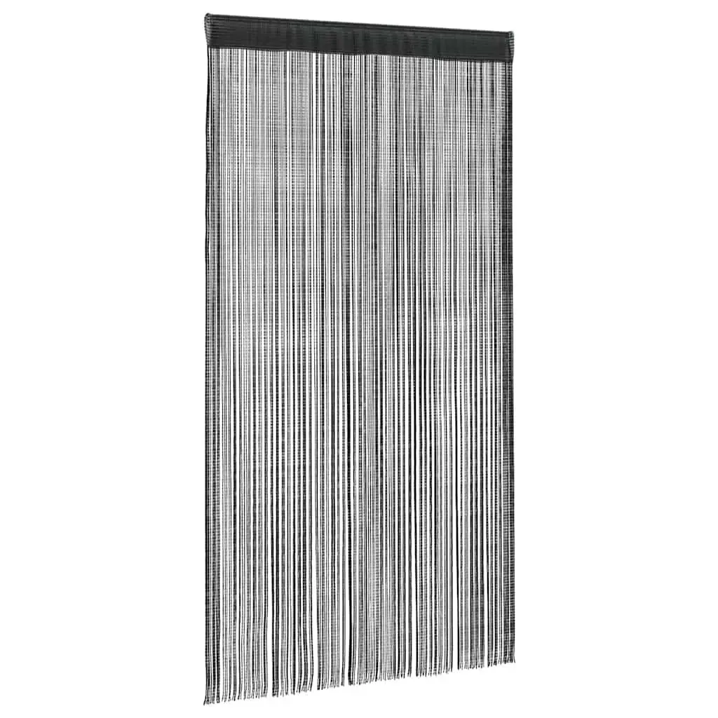 String Curtains Room Divider Door Decor Panels 140x250 cm Black 2 Piece
