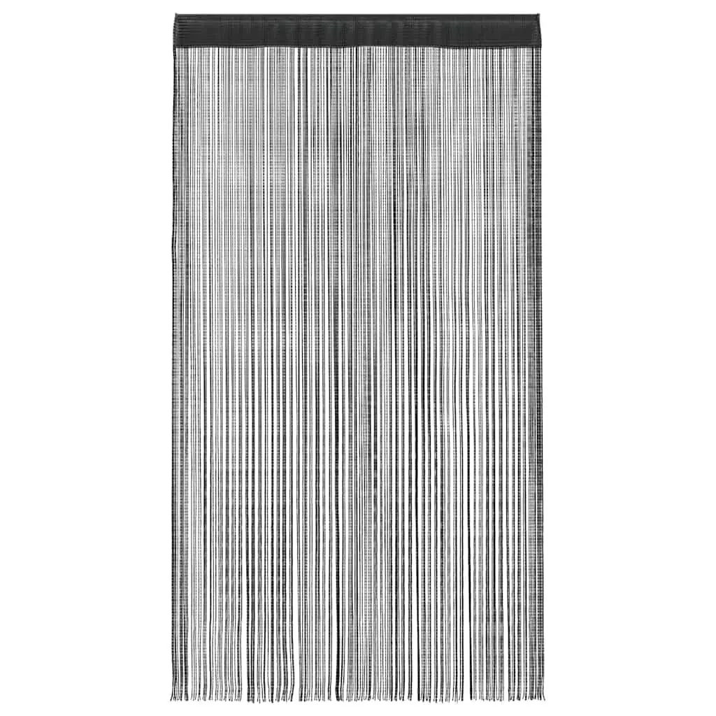 String Curtains Room Divider Door Decor Panels 140x250 cm Black 2 Piece
