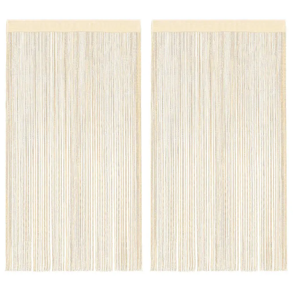 String Curtains Room Divider Door Window Panel 140x250 cm Cream 2 Piece