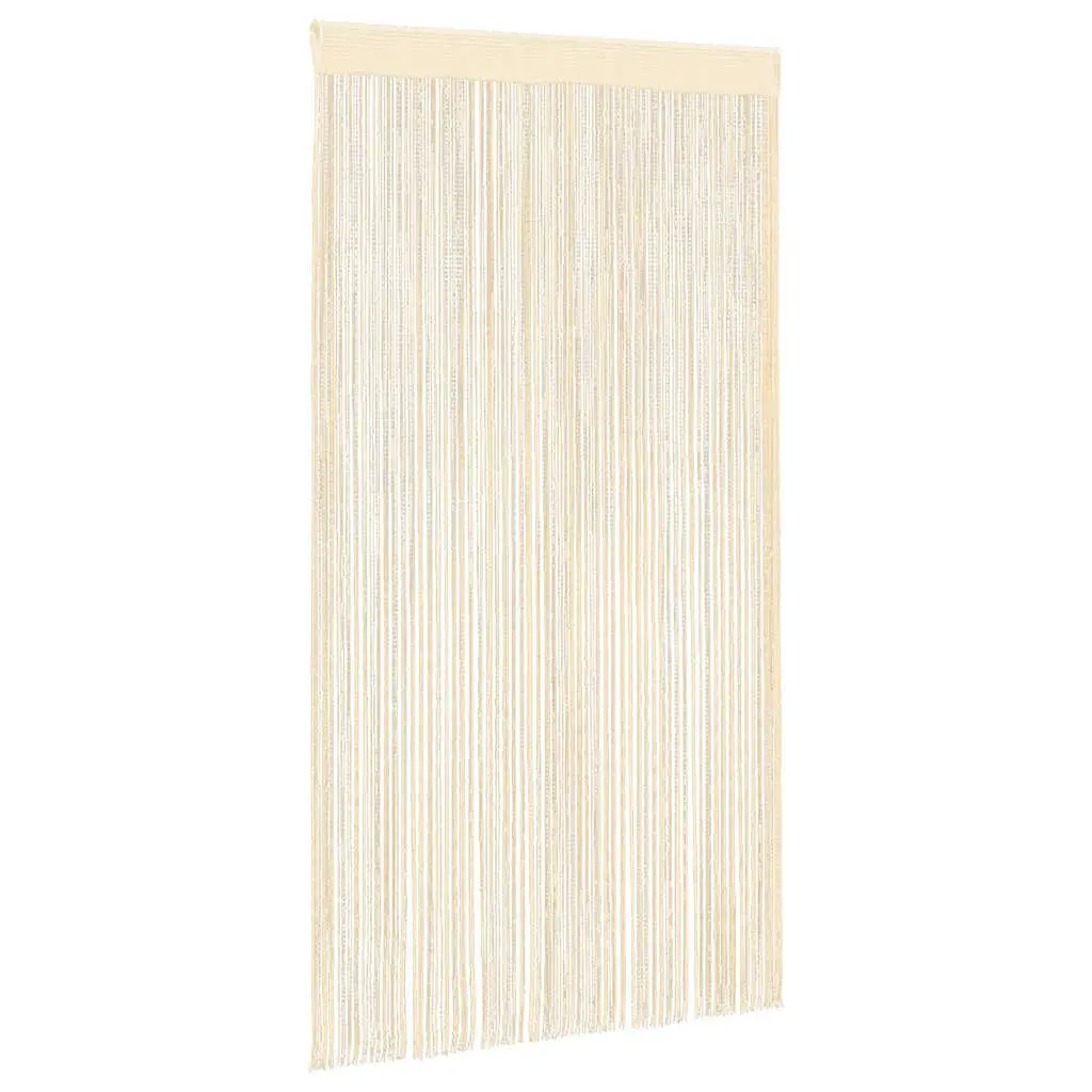 String Curtains Room Divider Door Window Panel 140x250 cm Cream 2 Piece