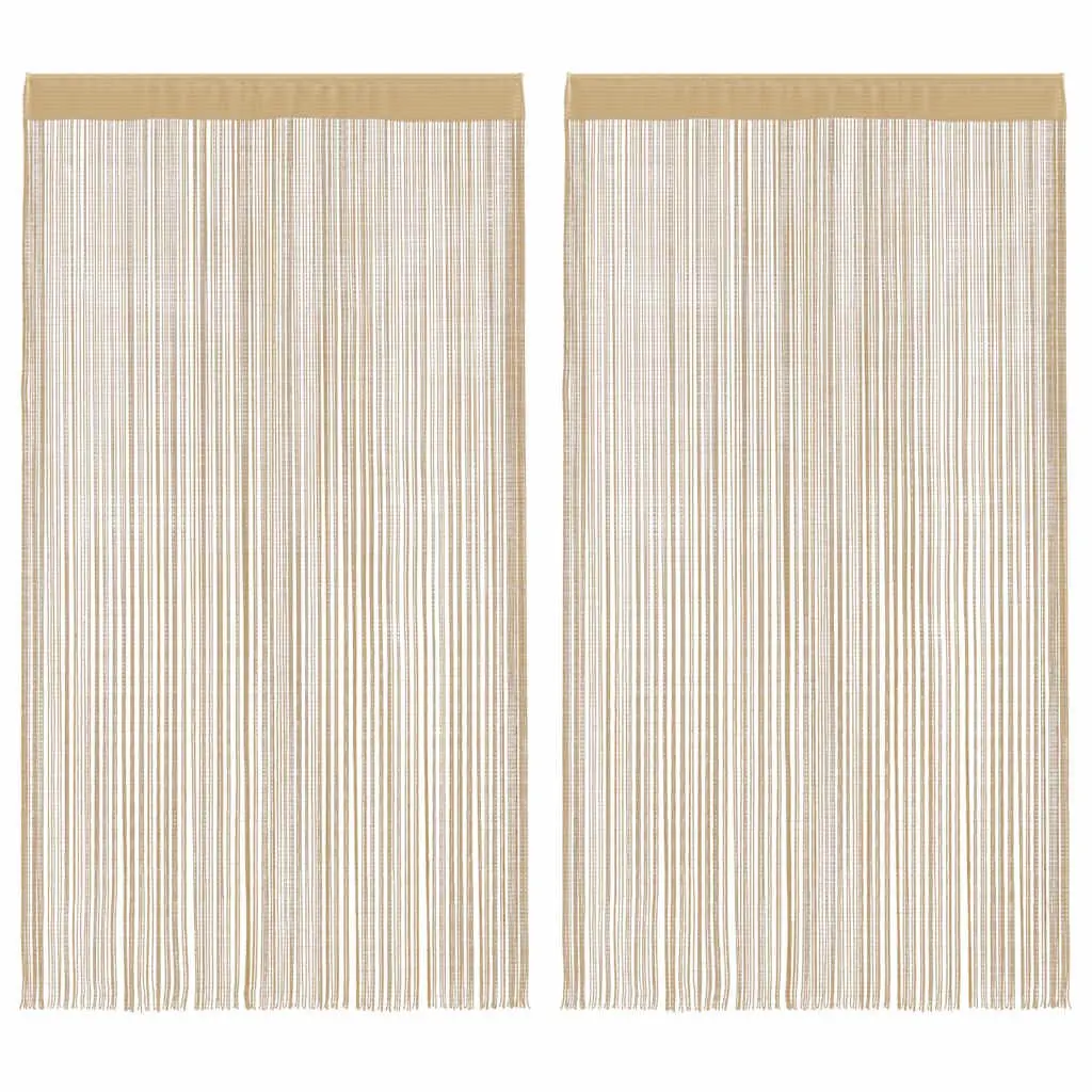 String Curtains Room Divider 140x250 cm Beige 2 Piece