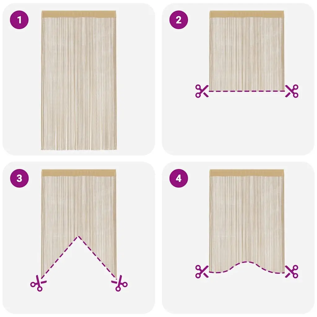 String Curtains Room Divider 140x250 cm Beige 2 Piece
