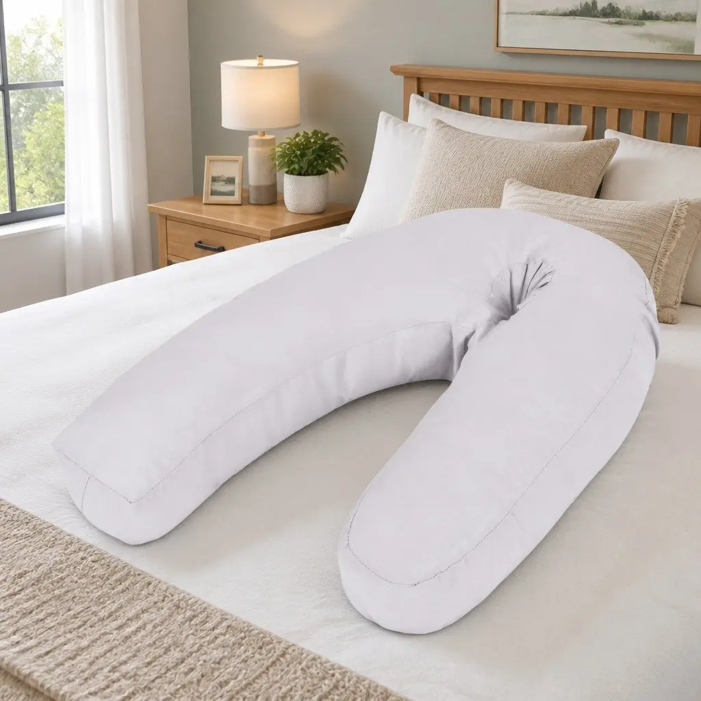 Pregnancy Pillow J-Shaped Nursing Support Cushion Grey 54x36-43cm