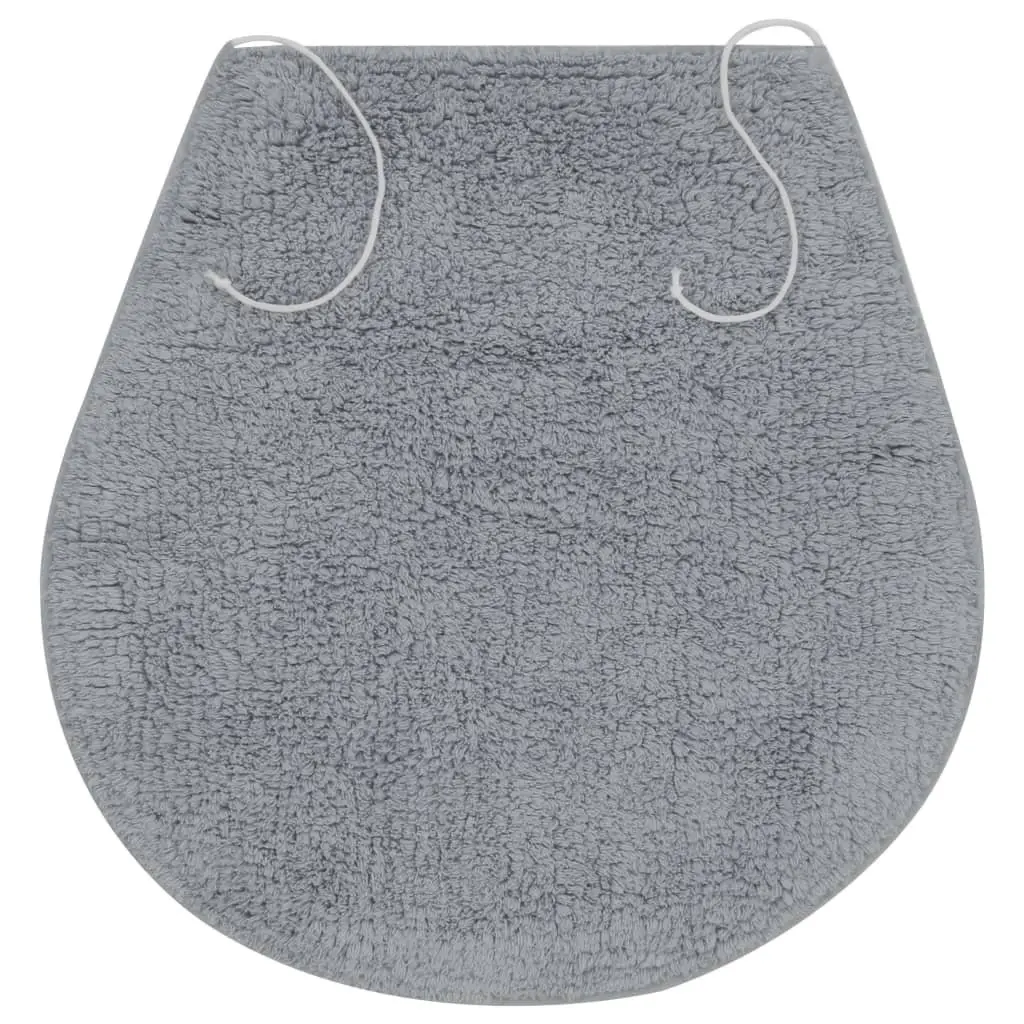 Bathroom Mat Set 3 Pieces Grey Cotton Bath Towel Pedestal Toilet Lid Cover