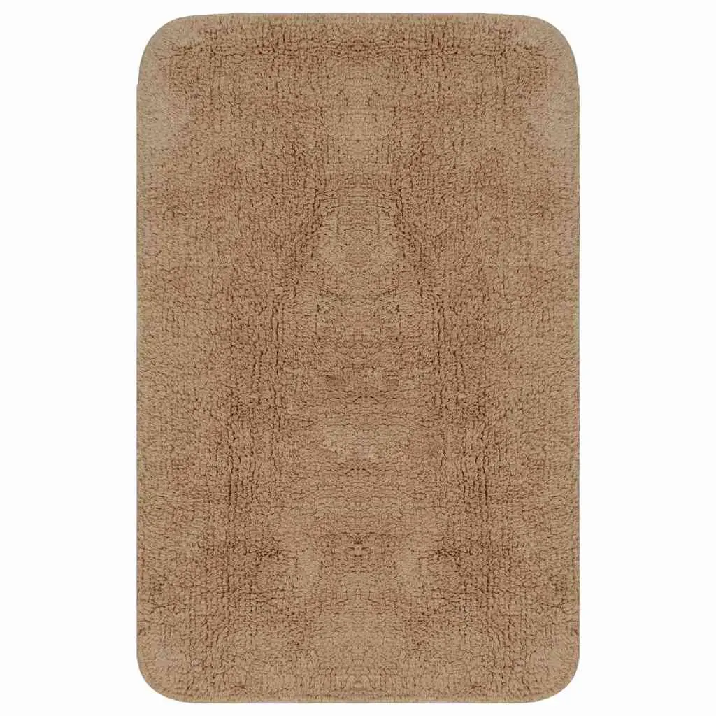 Bathroom Mat Set Beige Non-Slip 3 Piece Bath Pedestal Toilet Lid Cover
