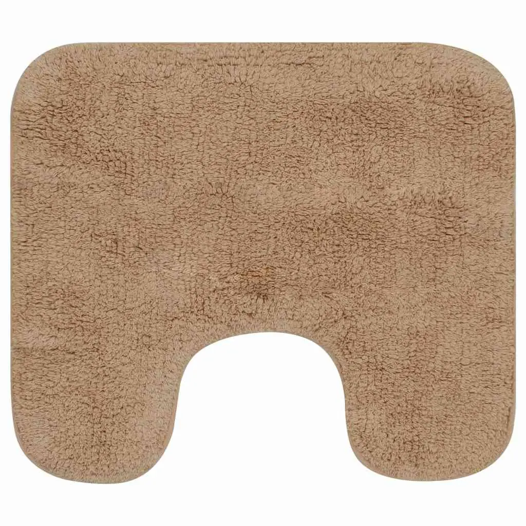 Bathroom Mat Set Beige Non-Slip 3 Piece Bath Pedestal Toilet Lid Cover