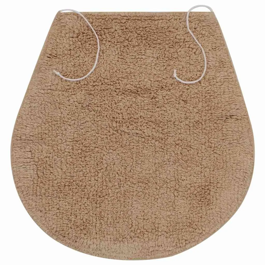 Bathroom Mat Set Beige Non-Slip 3 Piece Bath Pedestal Toilet Lid Cover