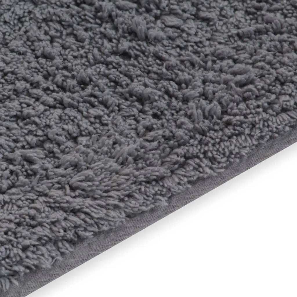 Bathroom Mat Set Non-Slip Water Absorbent 2 Pieces Grey