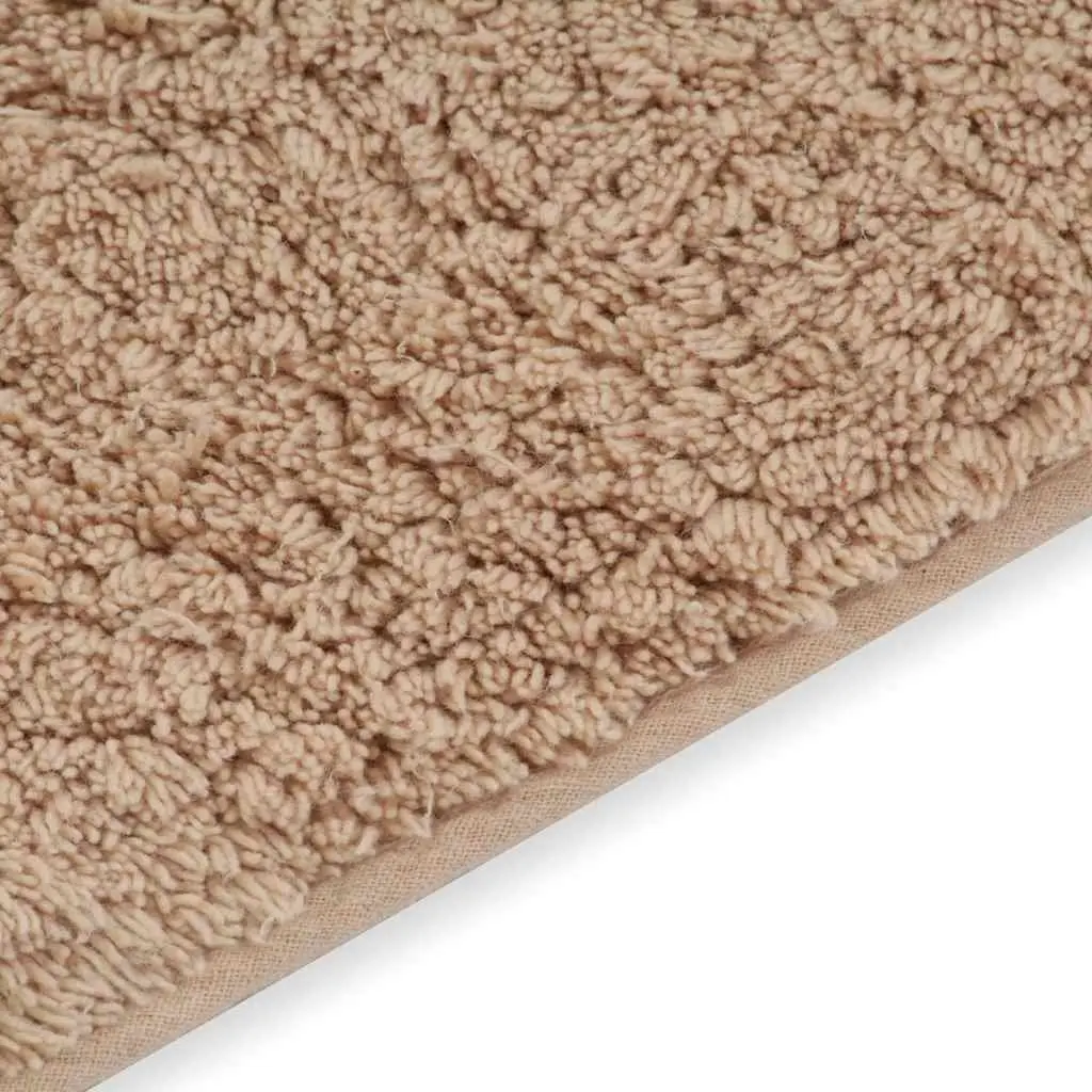 Bathroom Mat Set Non-Slip Bath Floor Pedestal Rugs 2 Pieces Beige